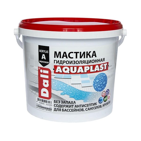 Мастика гидроизоляционная Dali Aquaplast, универсальная, акриловая, 5 л