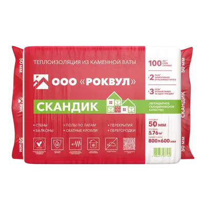 Утеплитель Роквул Скандик 50х600х800 5.76 м2