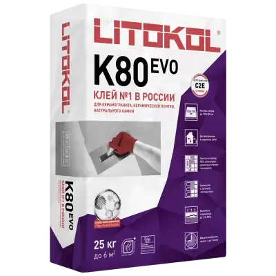 ЛИТОКОЛ К 80  Клей плиточный 25кг(54шт)